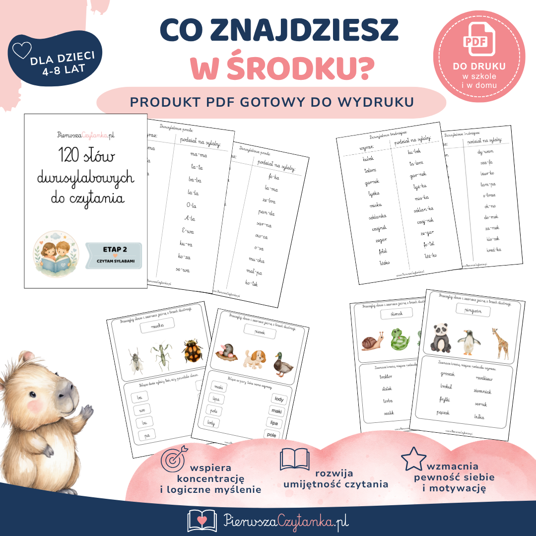 120 słów dwusylabowych – przykładowa strona 1