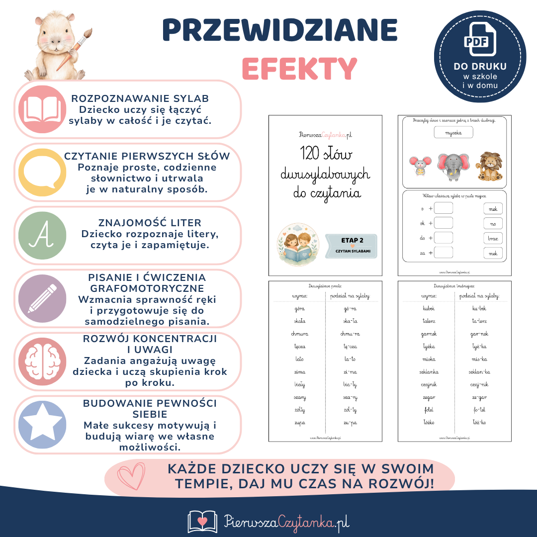 120 słów dwusylabowych – przykładowa strona 2